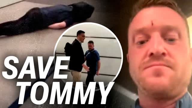 Tommy Robinson ATTACKED on the train   but defends himself