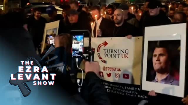 Hundreds attend Charlie Kirk vigil in London, England | THE EZRA LEVANT SHOW
