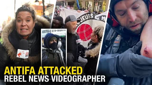 INSANITY: Union members and Antifa attack Rebel News � even a dad with a stroller!