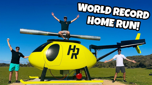 Can Our Insane Baseball Bat Helicopter Hit The World’s Longest Home Run?