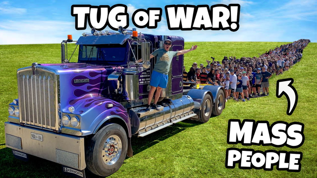 TUG OF WAR Semi Truck Vs. Mass People!