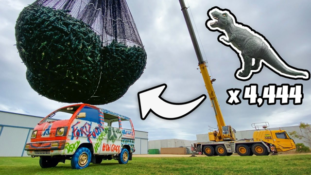 4,444 REXYS Vs. MINIVAN From A CRANE! (1 Billion Views Celebration)