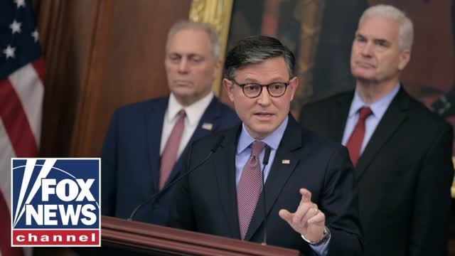 Speaker Johnson, GOP leaders hold press conference as shutdown nears one month