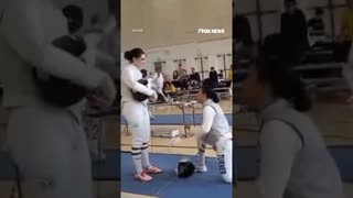 Female fencer takes a knee to protest competing against trans opponent #news #womenssports #shorts