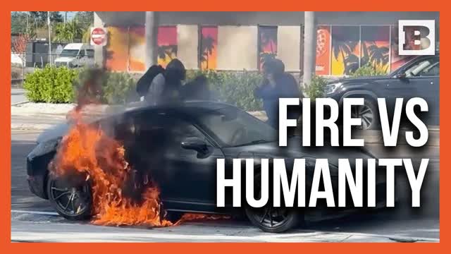 No Hesitation: Good Samaritans Rush Toward Flaming Car to Rescue Trapped Driver