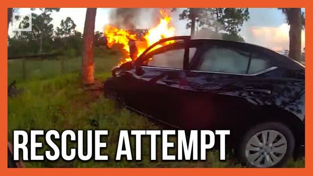 Officer, Citizens Work Together to Pull People from Burning Vehicle