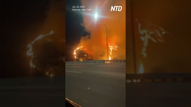 California Wildfires: Sepulveda Fire Seen by Highway