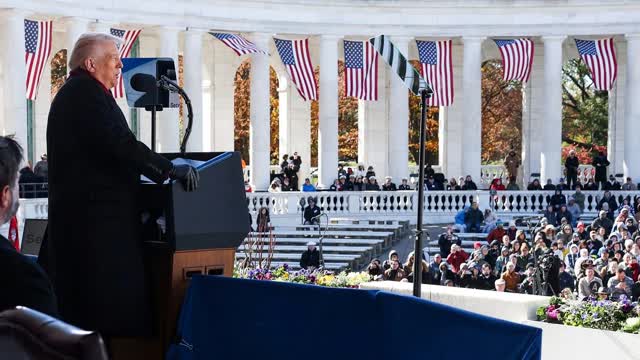 Trump Honors Veterans at Arlington Cemetery, Lauds GOP Leaders for 'Very Big' Shutdown Victory