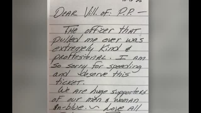 Illinois Police Receive Thank-You Note From Speeding Motorist