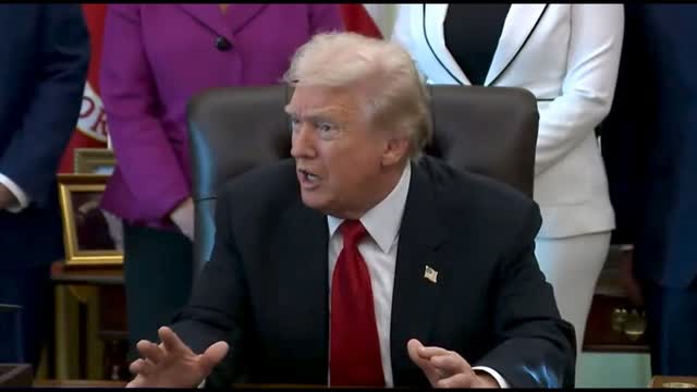Trump Answers Questions From Reporters in Oval Office