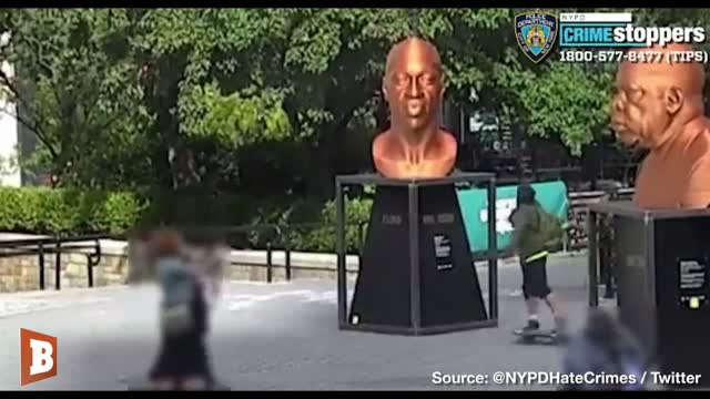 Skateboarder Vandalizes George Floyd Statue in New York