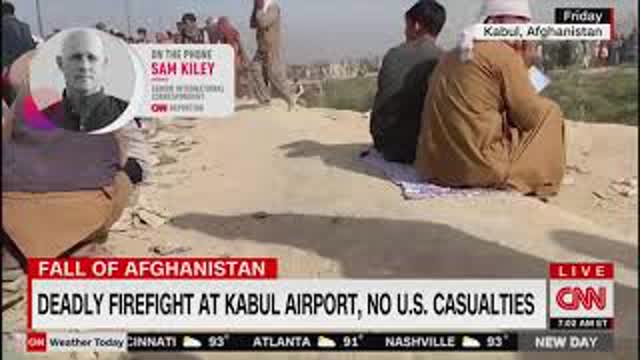 CNN Reports On Unknown Sniper Firing At Kabul Airport In Afghanistan
