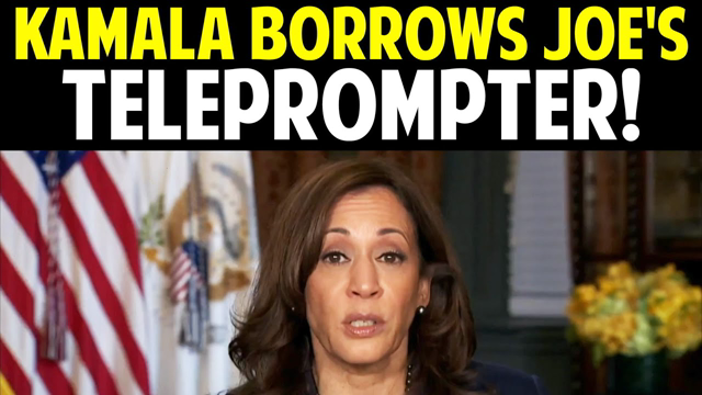 KAMALA BORROWS JOE'S TELEPROMPTER!