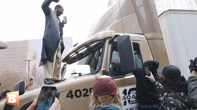 Minneapolis Protesters Climb On Tractor-Trailer Following Conviction of Derek Chauvin
