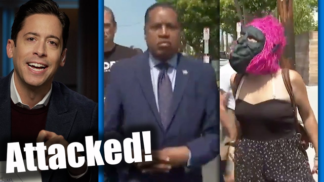 WATCH: Gorilla Lady ATTACKS Larry Elder With Eggs