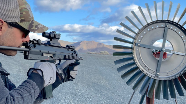MP7 vs B-52 bomber fan blades