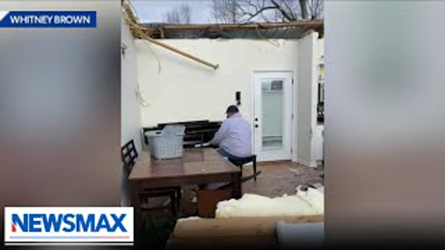 Viral video shows man playing a piano amid tornado wreckage | Rob Schmitt Tonight on Newsmax