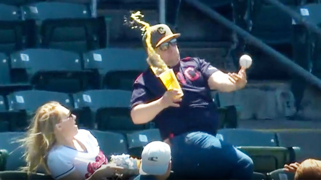 One of the most glorious foul ball catch fails you will ever see