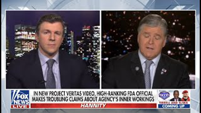 James O'Keefe joins Sean Hannity to discuss new #ExposeFDA bombshell report by Project Veritas