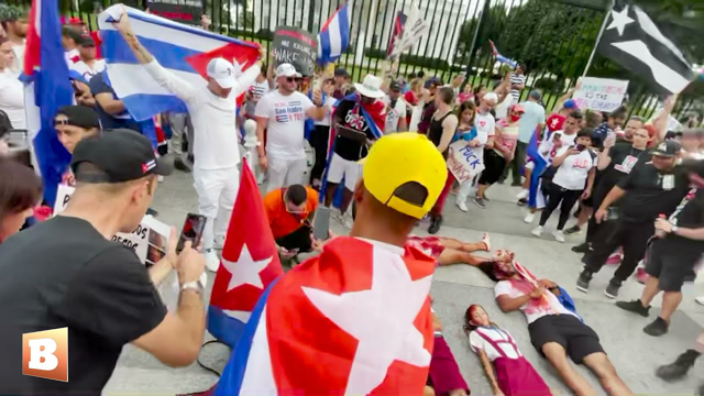Cuba Protesters Covered in "Blood" Stage Die-In Outside of White House