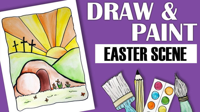 How to Draw and Paint an Easter Scene, Jesus' Tomb